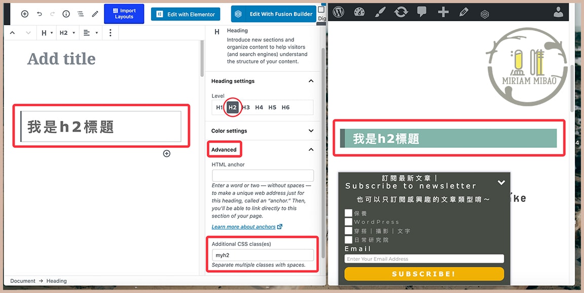 CSS class Selector to gutenberg-final